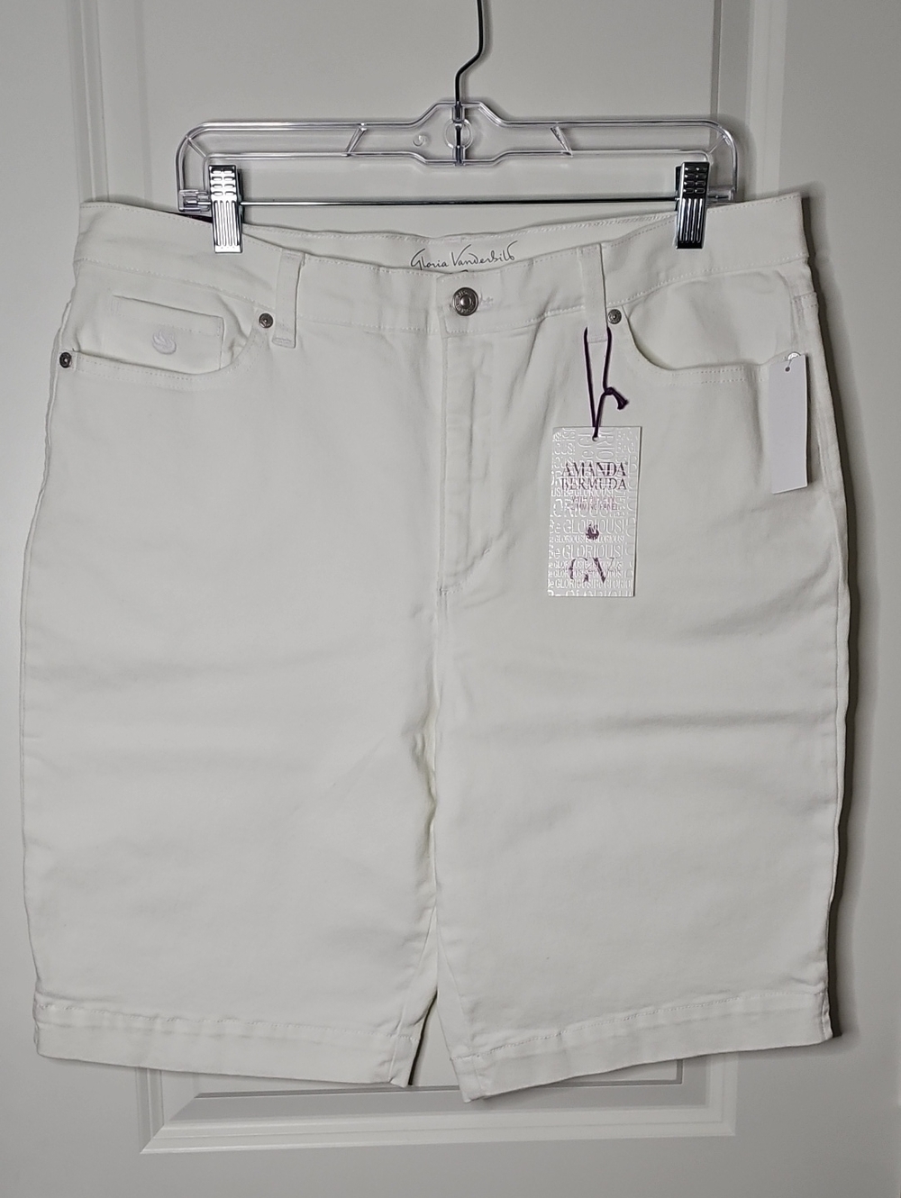 Gloria Vanderbilt Amanda Bermuda Shorts White Size 16 Slimming Stretch Summer - Picture 2 of 14